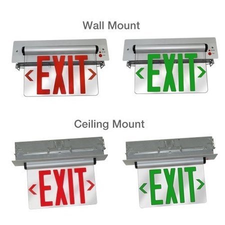 ELCO LIGHTING Recessed LED Edge Lit Exit Sign, EDGREC1R EDGREC1R